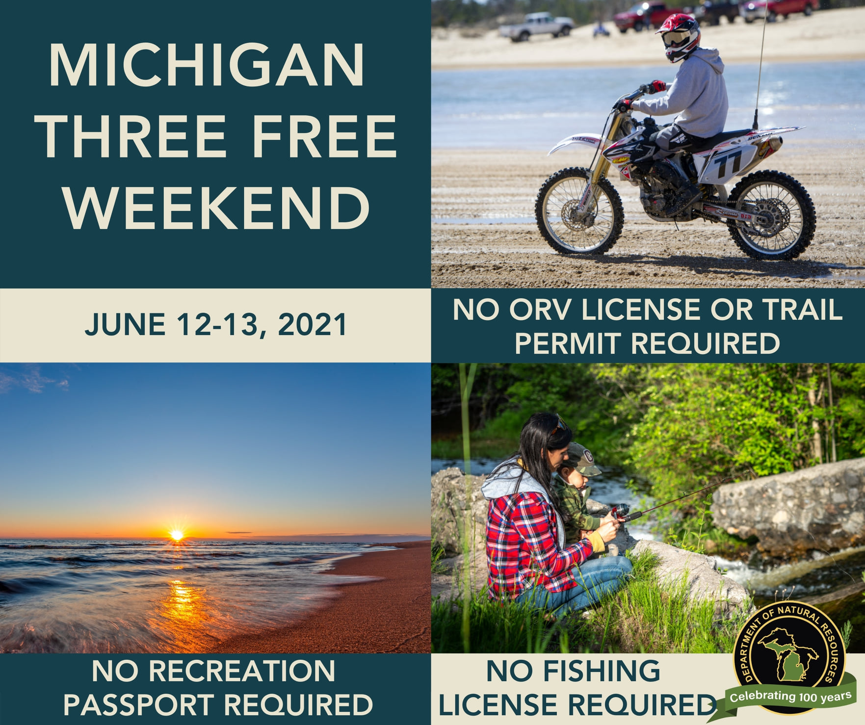 Free fishing, offroading, state park entry June 1213